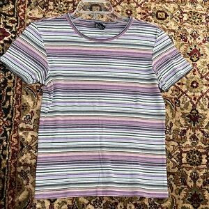 GAP Multicolor Pastel Striped Crewneck Baby Tee Size Medium
